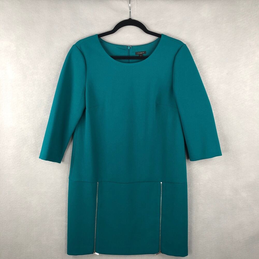 Ann Taylor Zipper Shift Dress Zipper Green Women's Size 6